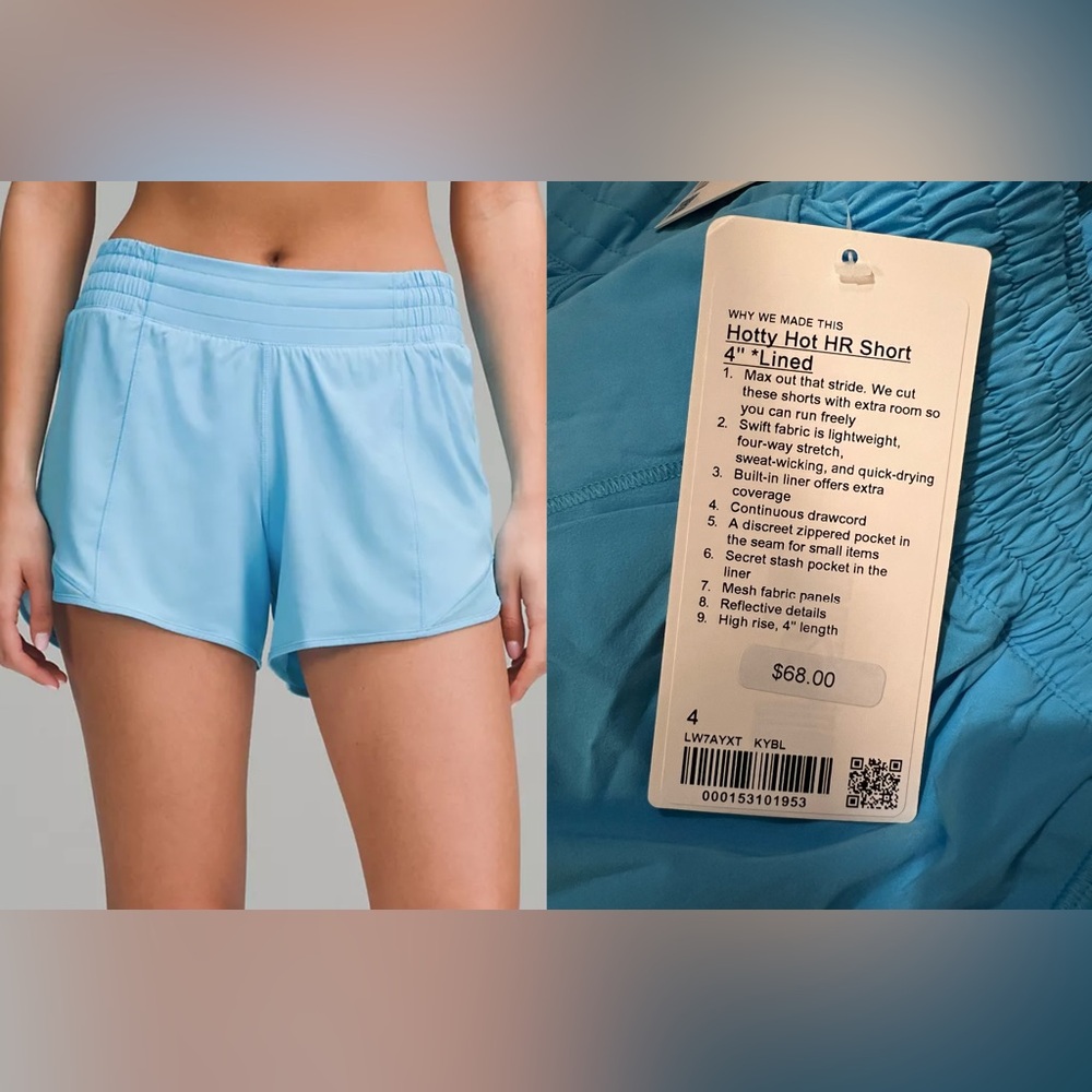 NWT Lululemon Hotty Hot High-Rise Lined Short 4" KYBL